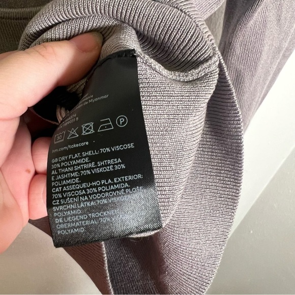 H&M Square-Neck Crop Top Brown Gray M - Picture 8 of 8